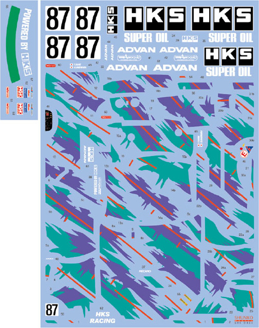 SHUNKO 1/24 HKS スカイラインGT-R 1993 デカールセット タミヤ対応