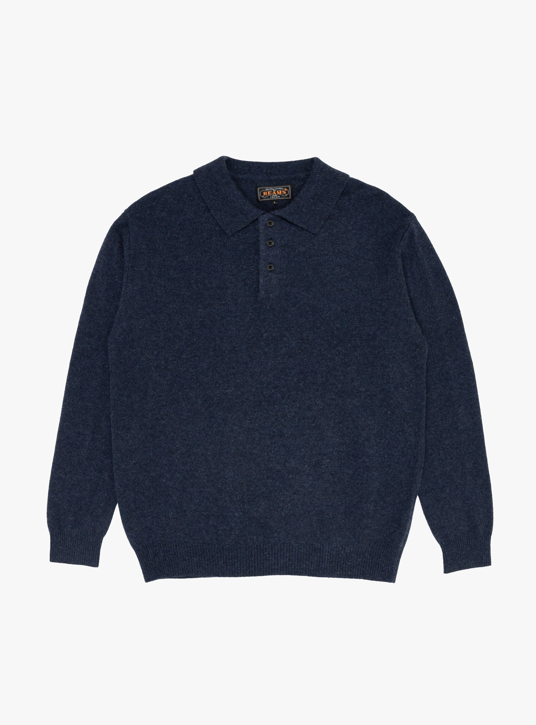 Knit Polo 9G Navy by Beams Plus | Couverture & The Garbstore