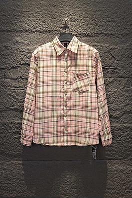 クロムハーツ ピンクのチェック柄クロスレザー長袖シャツ 10,800円