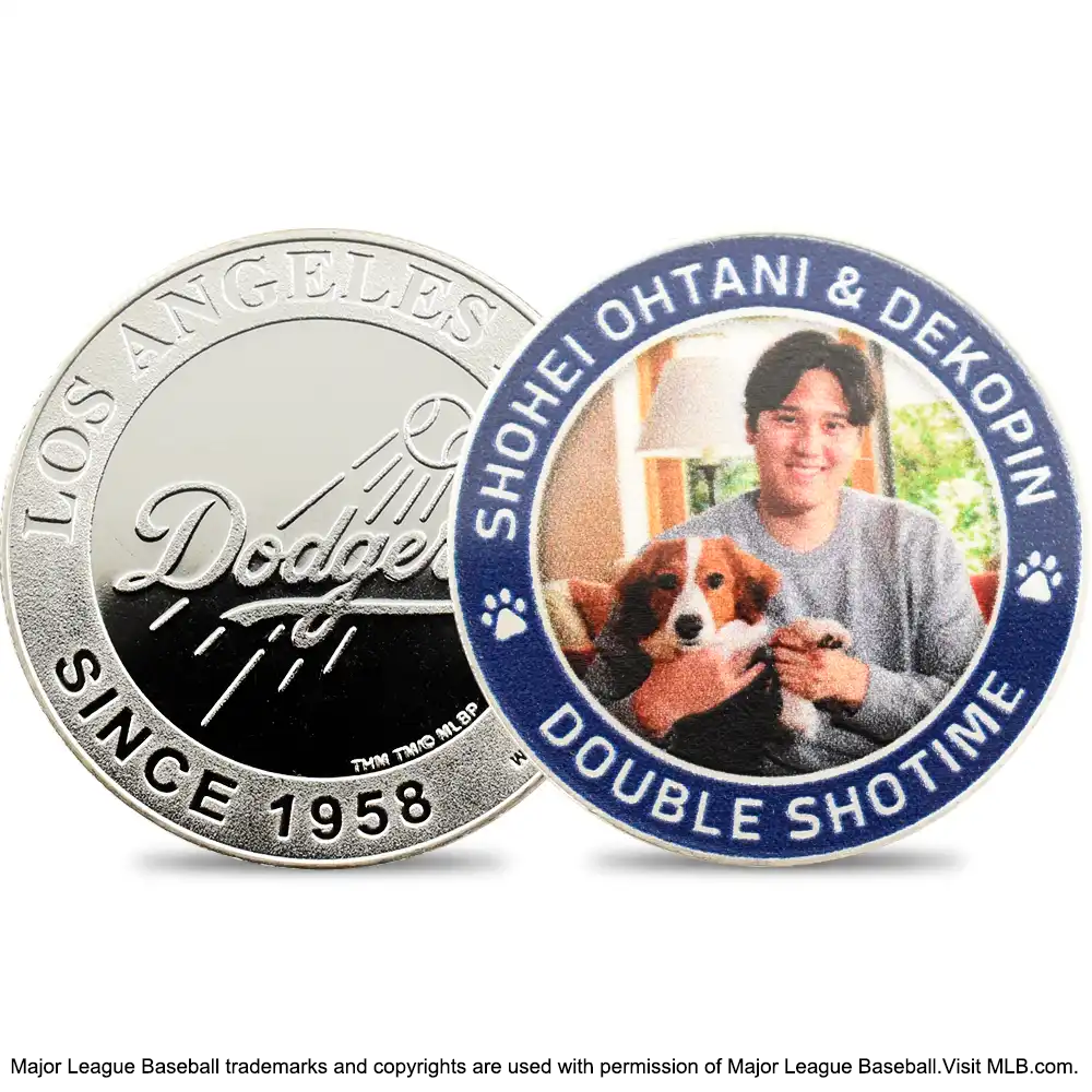 MLB ドジャース 2024 大谷翔平＆デコピン 記念銀メダル 未鑑定 箱付き