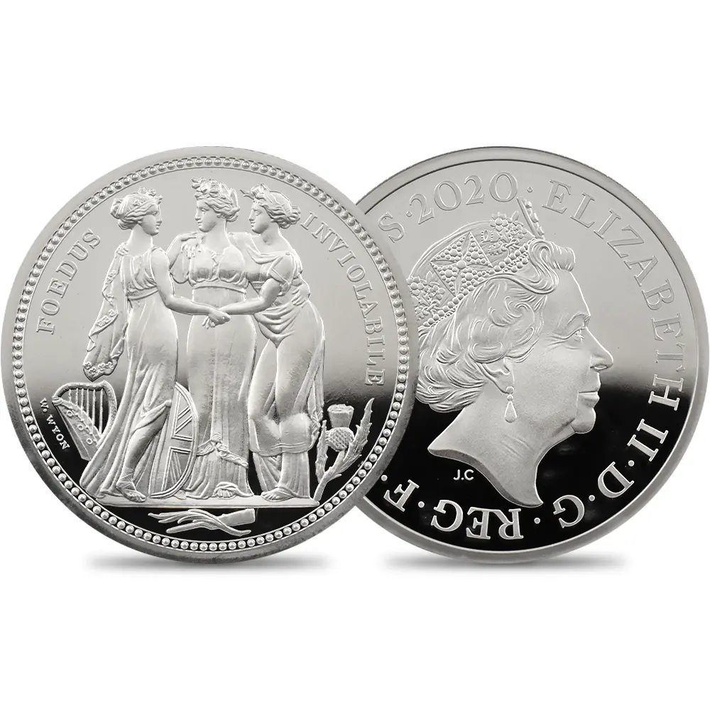 イギリス 2020 エリザベス2世 スリーグレーセス 5ポンド2オンス銀貨