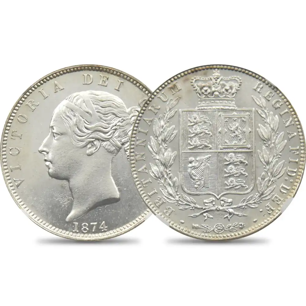 1874 ヴィクトリア女王 1/2クラウン銀貨 NGC MS65 | 英国アンティーク