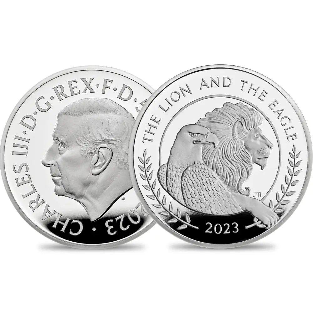 2023 チャールズ3世 ライオン＆イーグル 5ポンド2オンスプルーフ銀貨