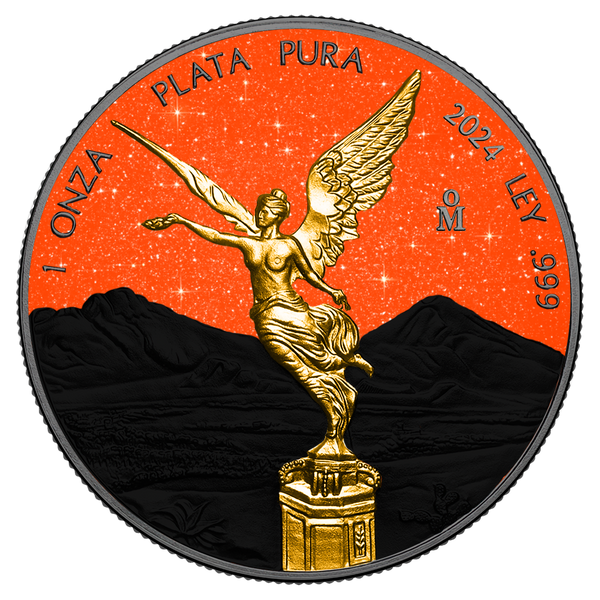 2024 Mexico Libertad Orange & Black Diamond Dust Edition 1 oz