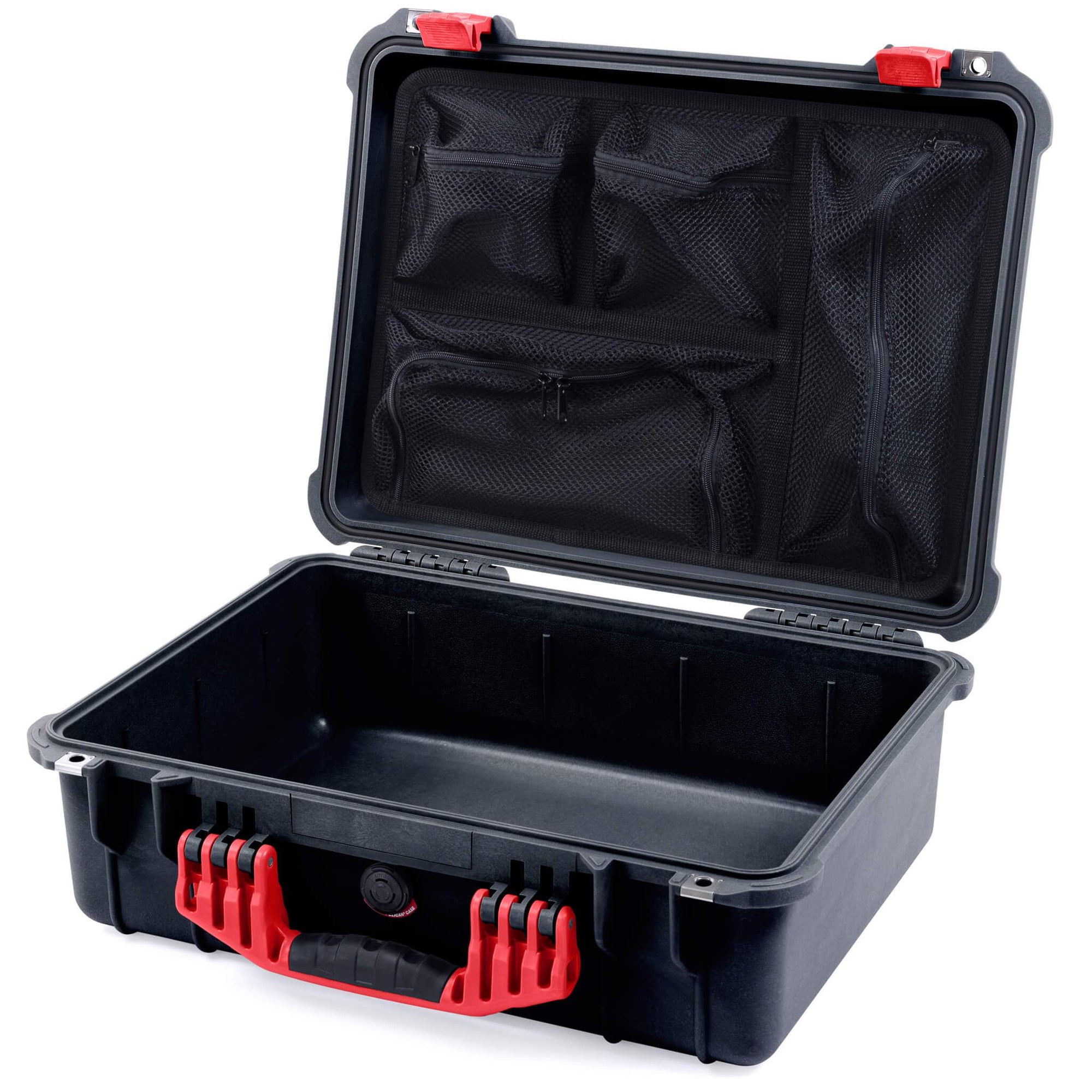 Pelican 1520 Case, Black with Red Handle & Latches - ColorCase