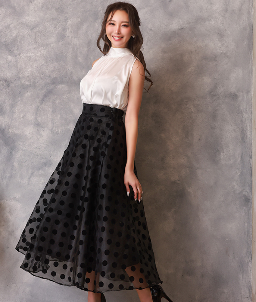 ノースリーブサテンバックリボンブラウス/山崎みどり - カラードレス