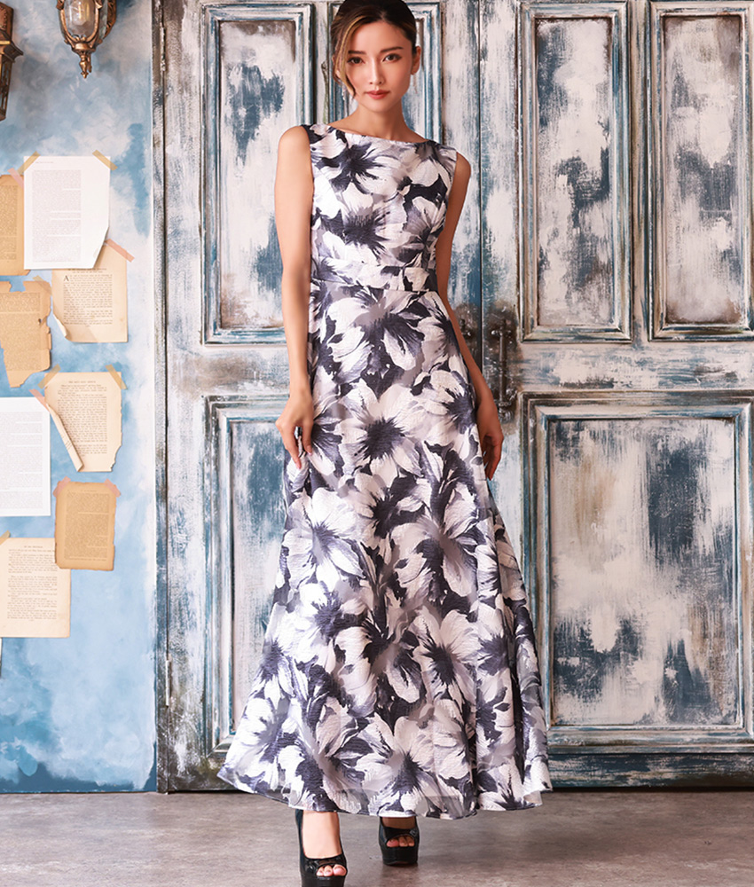 まーちゃん⭐︎花柄 七分袖 ロングドレス MLサイズ 新品 まーちゃん