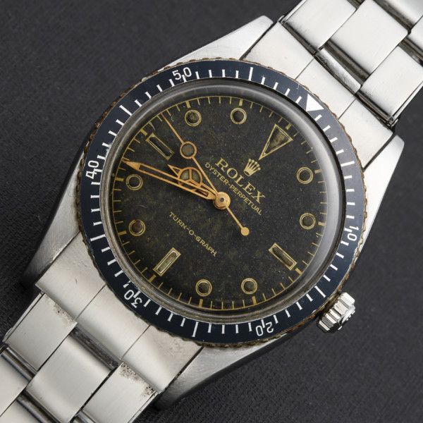 価格交渉可能☆幻ミラー文字盤漆黒トロピカル1954年ラジウム夜光