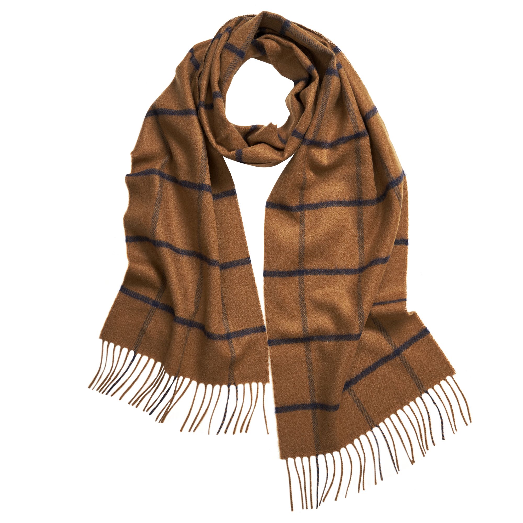Men's Chestnut Brown Windowpane Cashmere Scarf | Cordings US