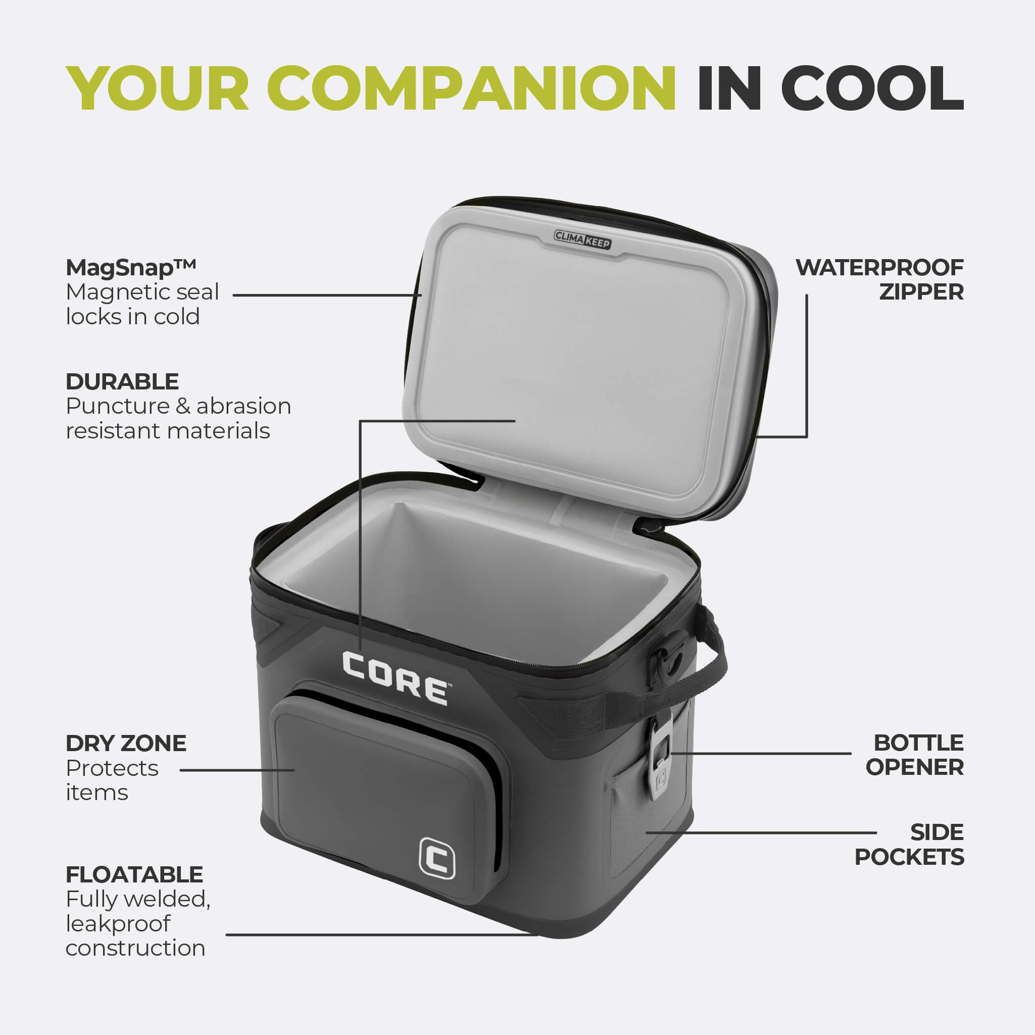 CLIMAKEEP Magnetic 18 Can Soft Cooler – Core Equipment