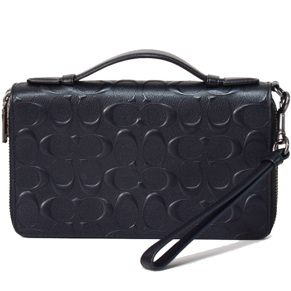 COACH】コーチ メンズ カーフレザー シグネチャー ダブル ジップ