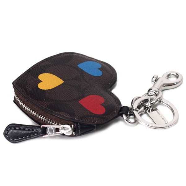COACH】コーチ コーティングキャンバス レザー シグネチャー ハート型
