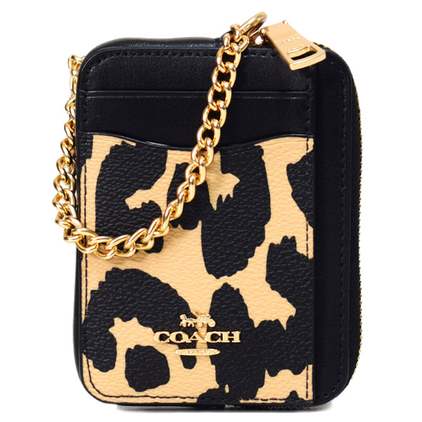 COACH】コーチ ポーチ レオパード ヒョウ柄 レザー アニマル プリント