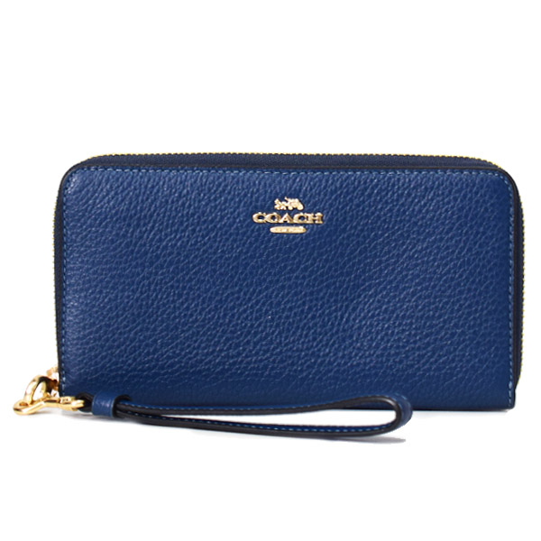 COACH】コーチ 長財布 ぺブルドレザー ロゴ リストレット ロング