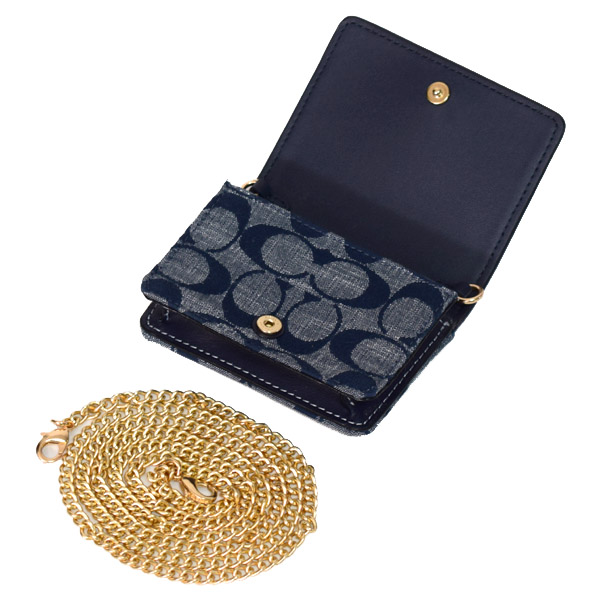 COACH】コーチ シャンブレー デニム シグネチャー チェーン ストラップ