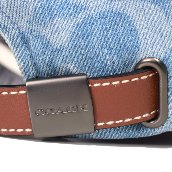 COACH】コーチ デニム レザー シグネチャー ベースボール キャップ
