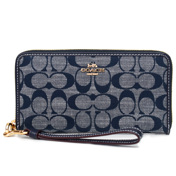 COACH】コーチ シャンブレー レザー シグネチャー ロゴ リストレット