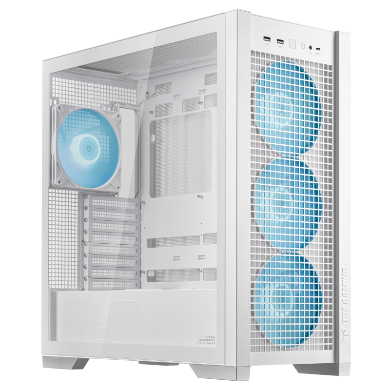 ASUS TUF Gaming GT302 ARGB White ATX Mid-Tower Computer Case Four