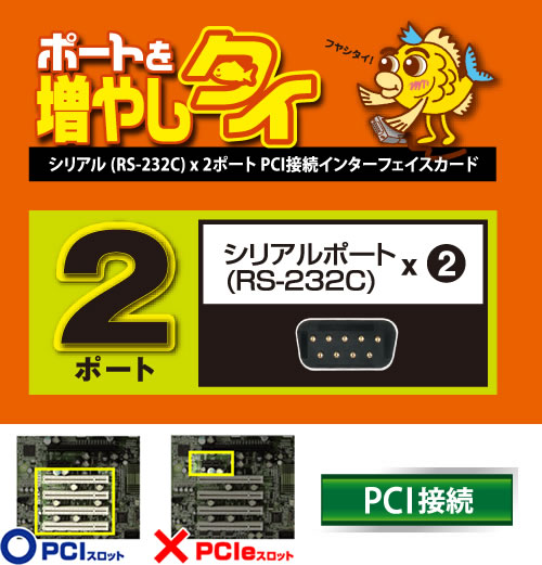 販売終了】 ポートを増やしタイ シリアル2ポートPCI接続