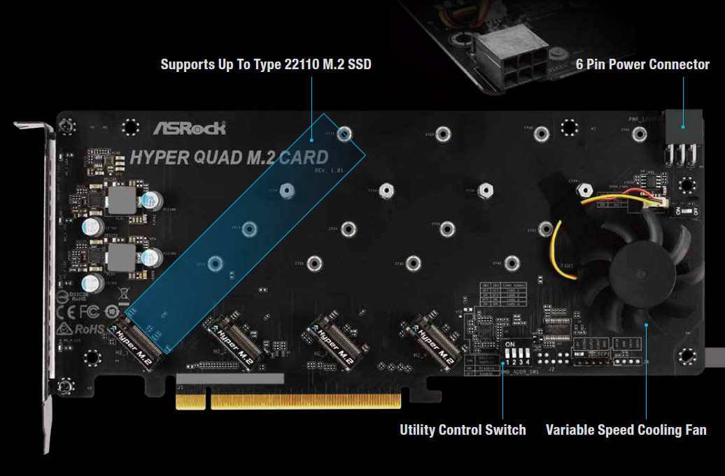 Hyper Quad M.2 Card | ASRock(アスロック) M.2 SSD 増設ボード | CFD