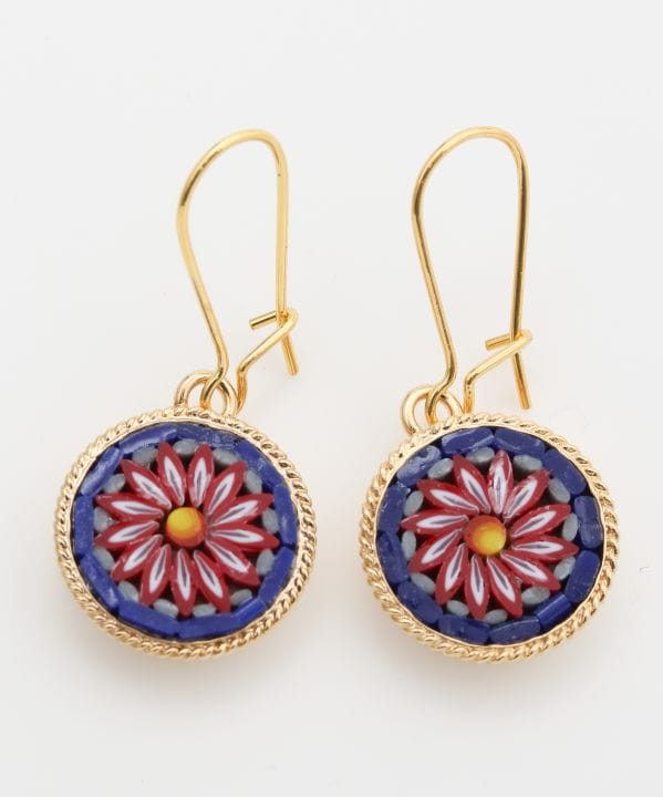 ベネチアンガラス】モザイクフックピアス(ROUND BL ASST): 『欧州航路』