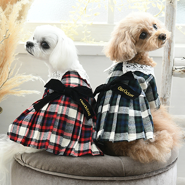 ONE OCTAVE（ワンオクターヴ）レース襟ワンピ | 犬服・ドックウェア