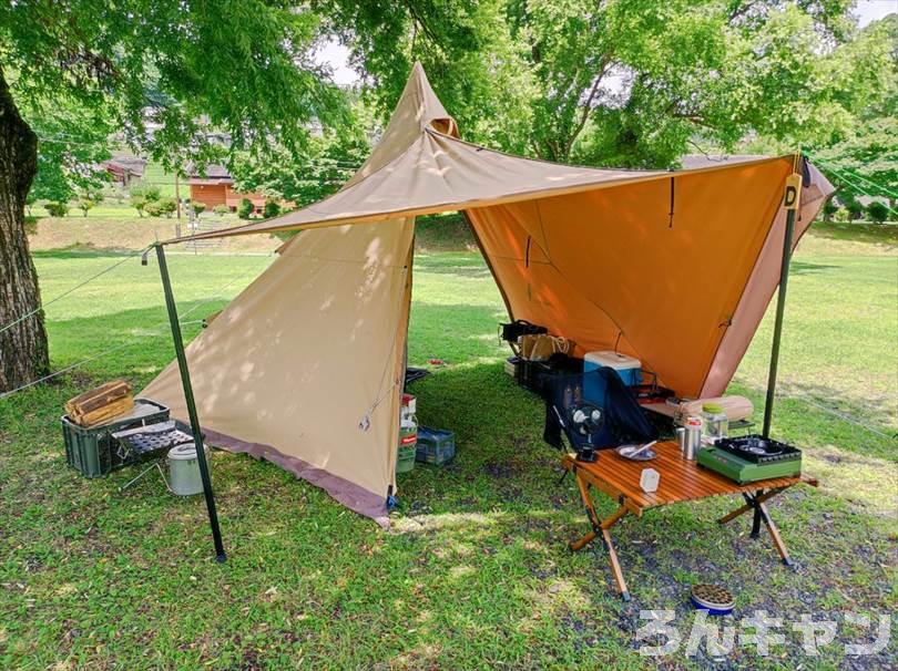 春夏・秋冬】ワンポールテントのおすすめレイアウト｜土間スタイルで楽