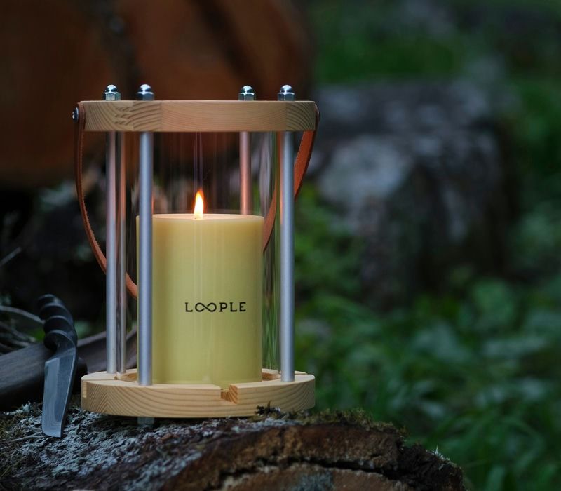 キャンドルランタン「ウッド」L（アクア） | キャンドルワールド