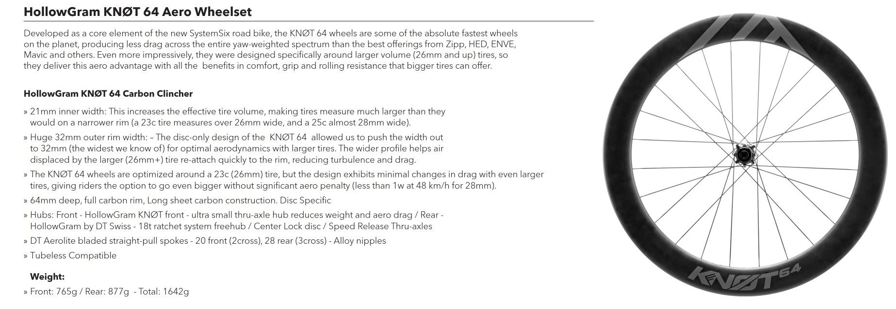 Cannondale 2019 Hollowgram KNOT 64 Aero Wheelset Parts List and