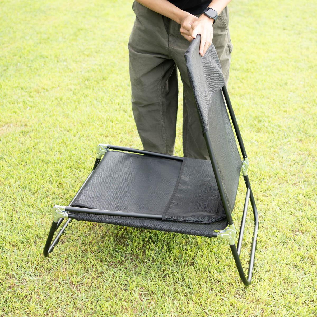 クールメッシュ リクライニングベッド （ブラック） - アウトドア