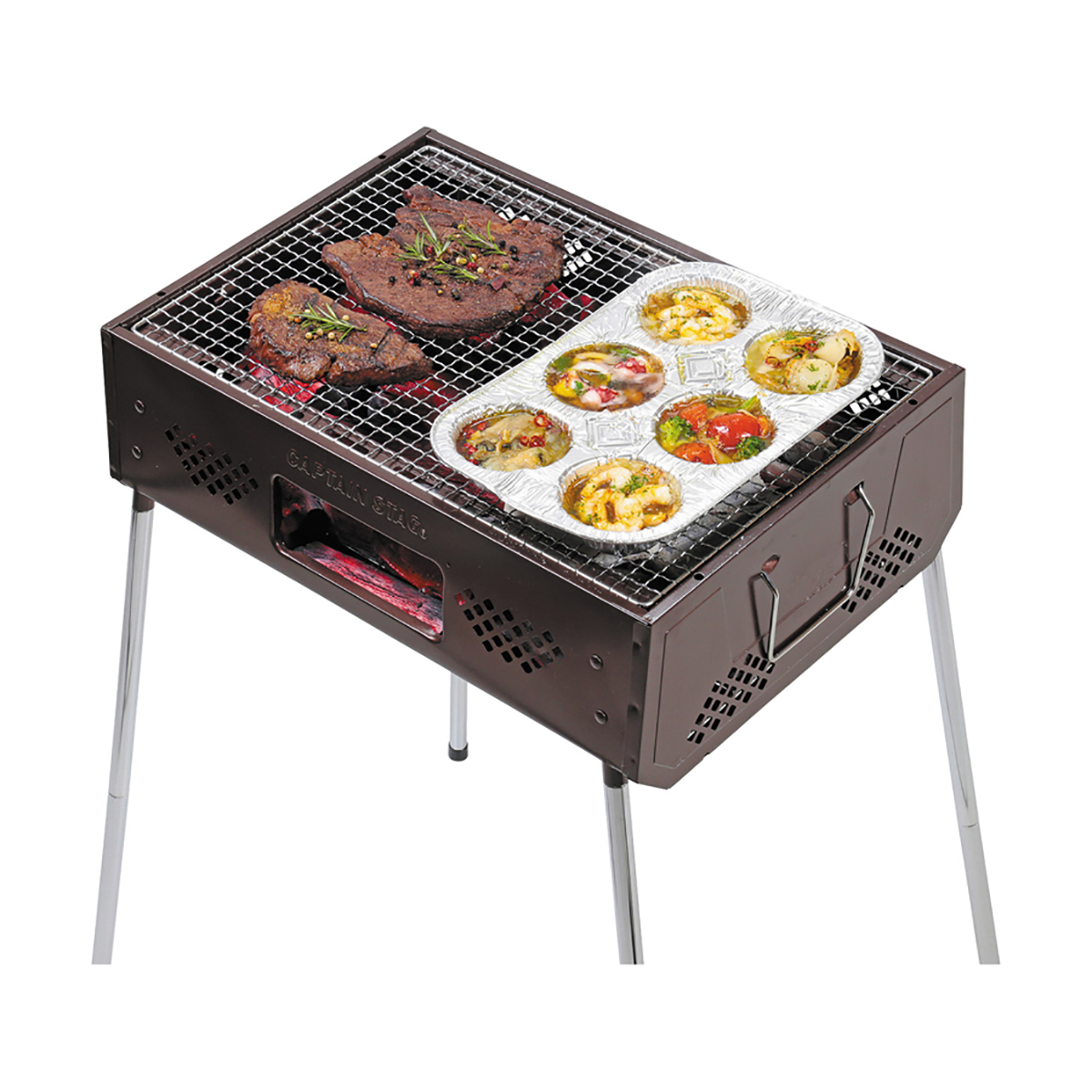 BBQ アルミバーベキュー 6穴プレート 2枚組 - アウトドア・キャンプ