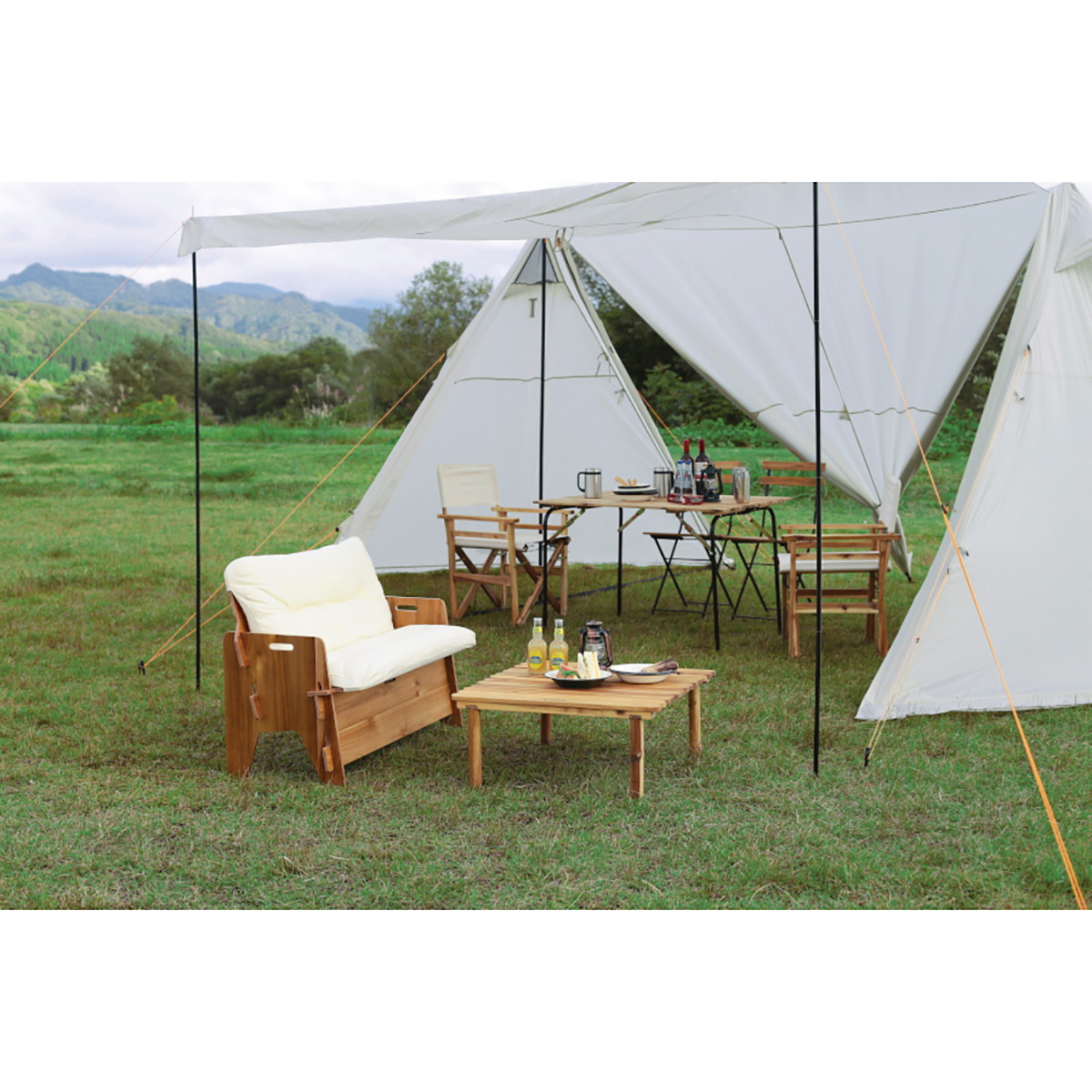 CSクラシックス ベニア背付きベンチ - アウトドア・キャンプ用品