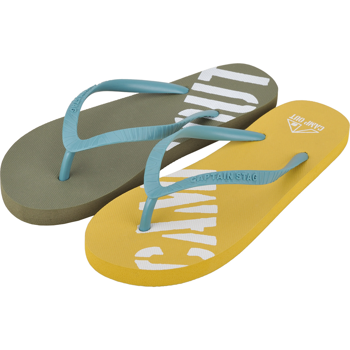 キャンプアウト ビーチサンダルS（オールドイエロー×オリーブ