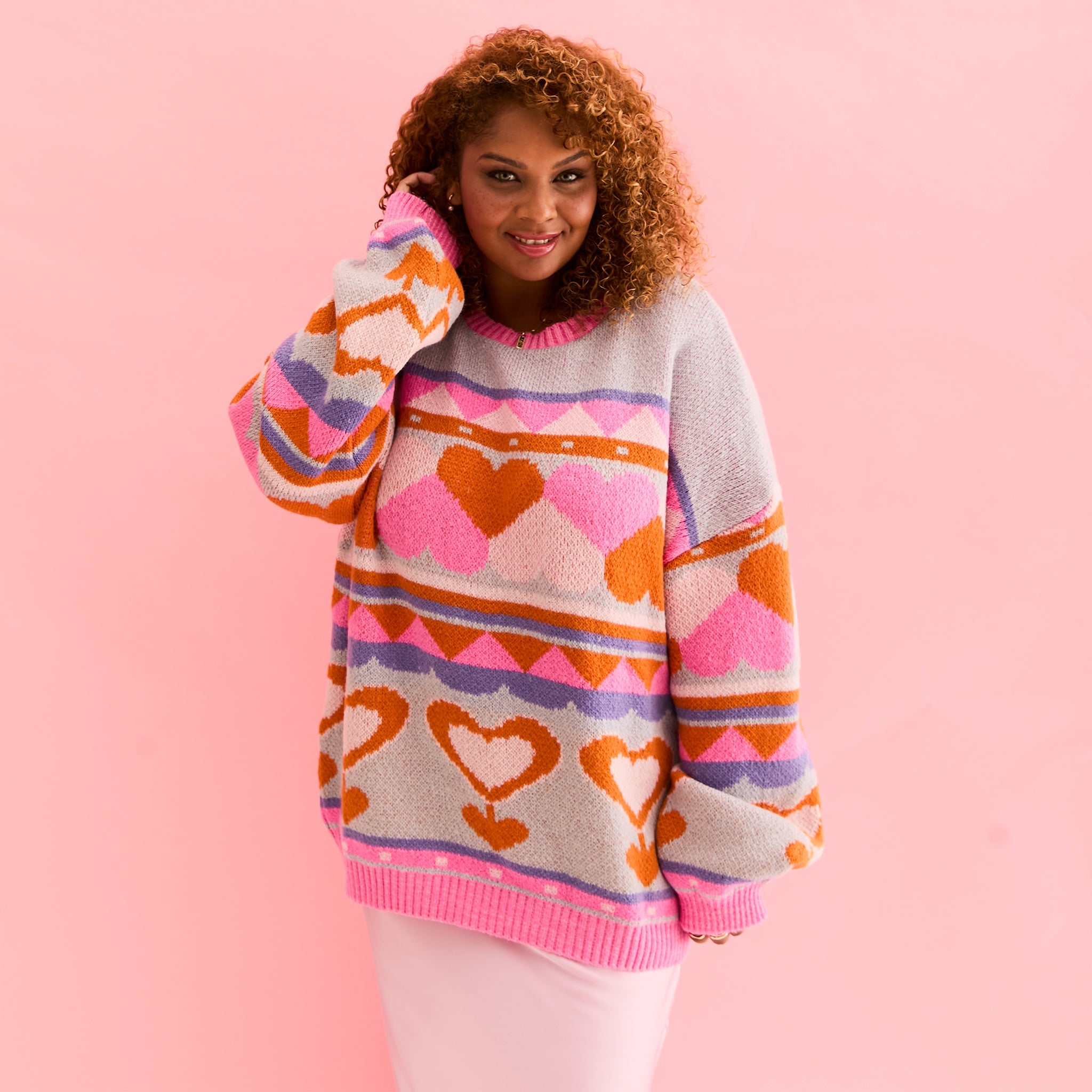 Poppy Heart Intarsia Oversized Jumper - Blue – Cara & The Sky