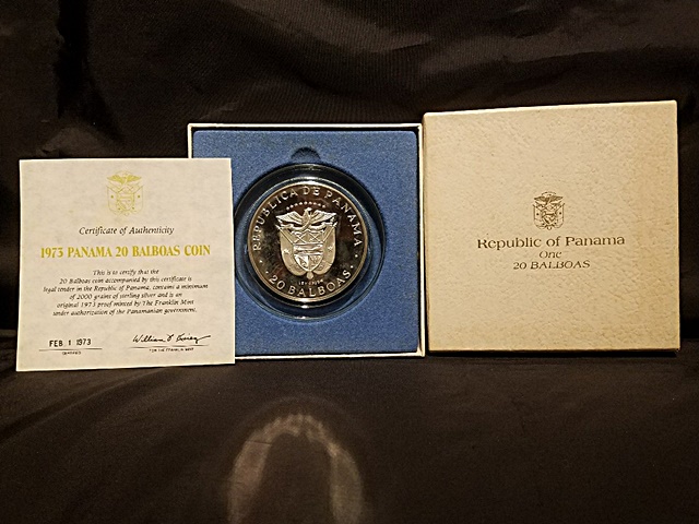買取実績】1973年パナマ共和国 サイモン・ボリバー 20バルボア銀貨