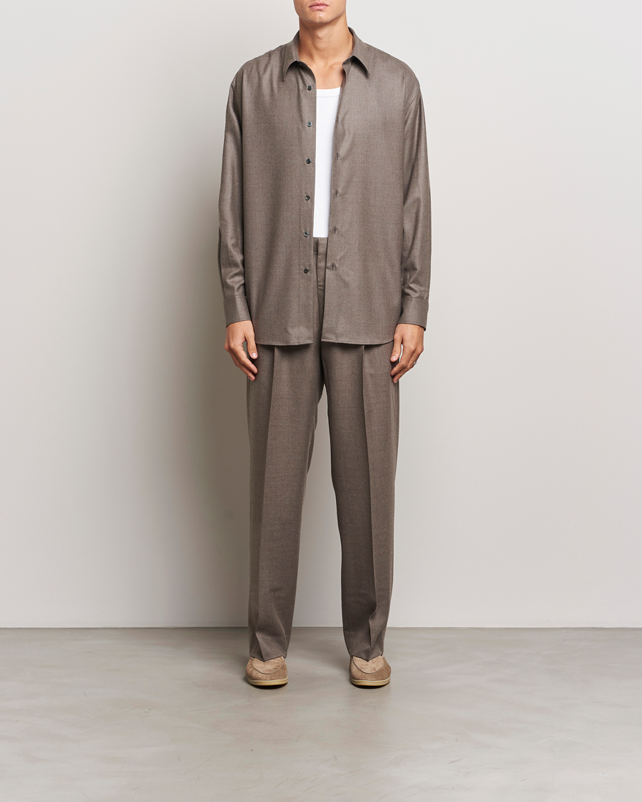 Auralee Superlight Wool Shirt Top Brown at CareOfCarl.com