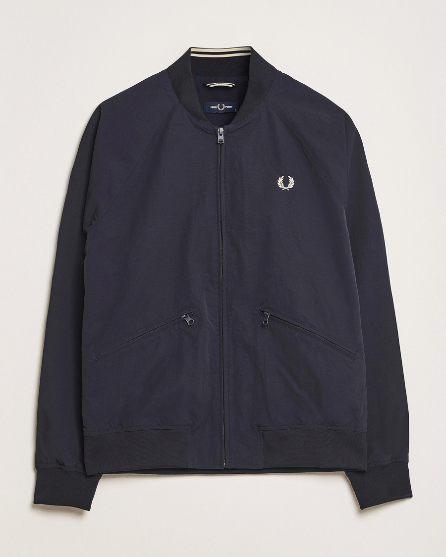 Fred Perry Textured Tennis Bomber Jacket Navy at CareOfCarl.com