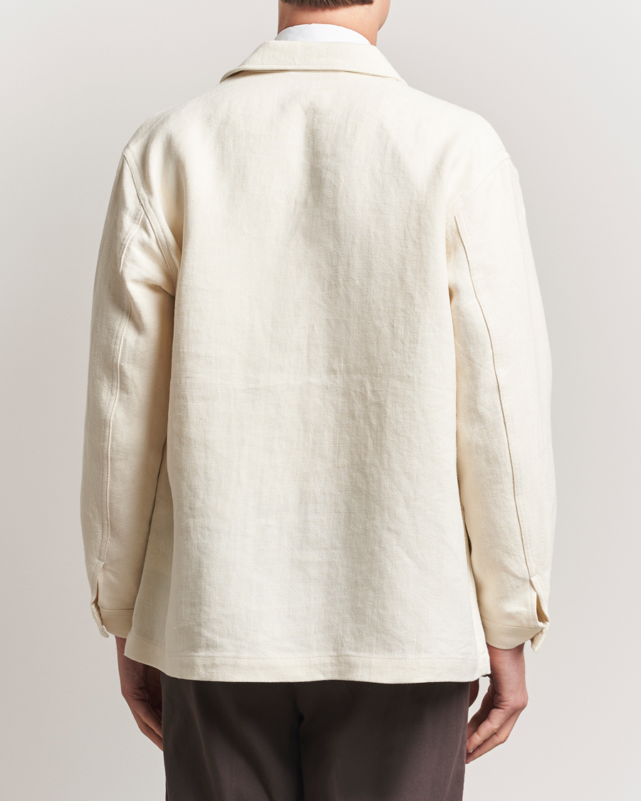 Kamakura Shirts Linen French Worker Jacket Off White at CareOfCarl.com