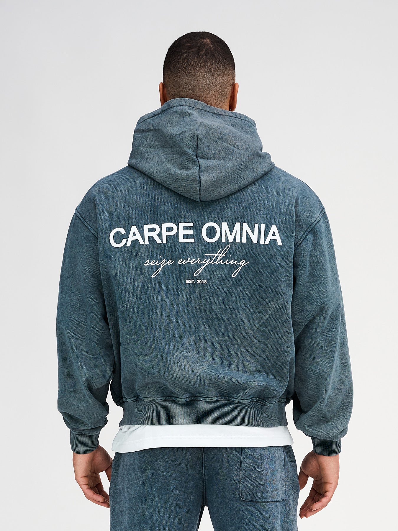 Definition 2.0 Zip Hoodie Petrol Blue Acid Wash – CARPE OMNIA