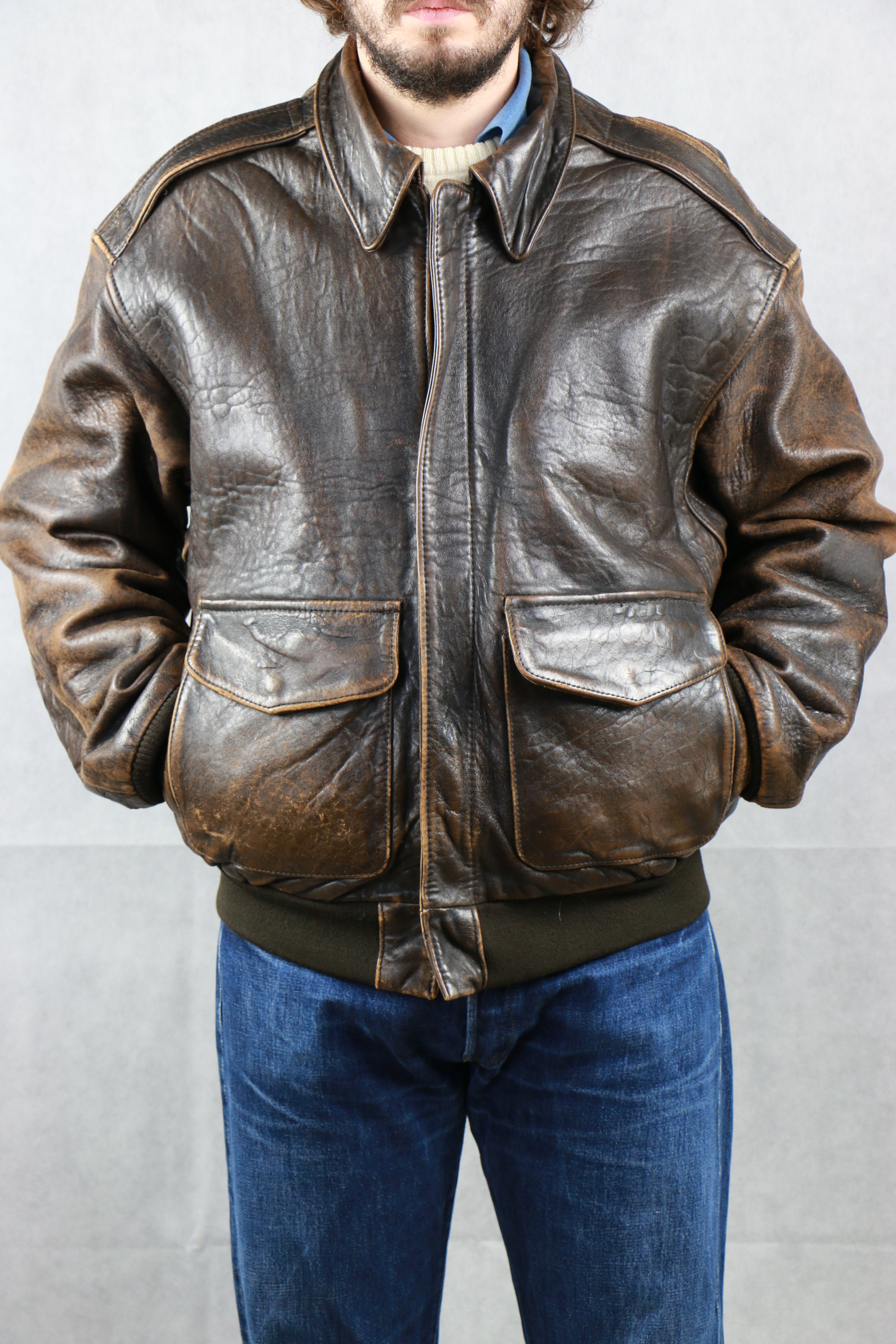 A-2 Leather Flight Jacket ~ Vintage Store Clochard92.com