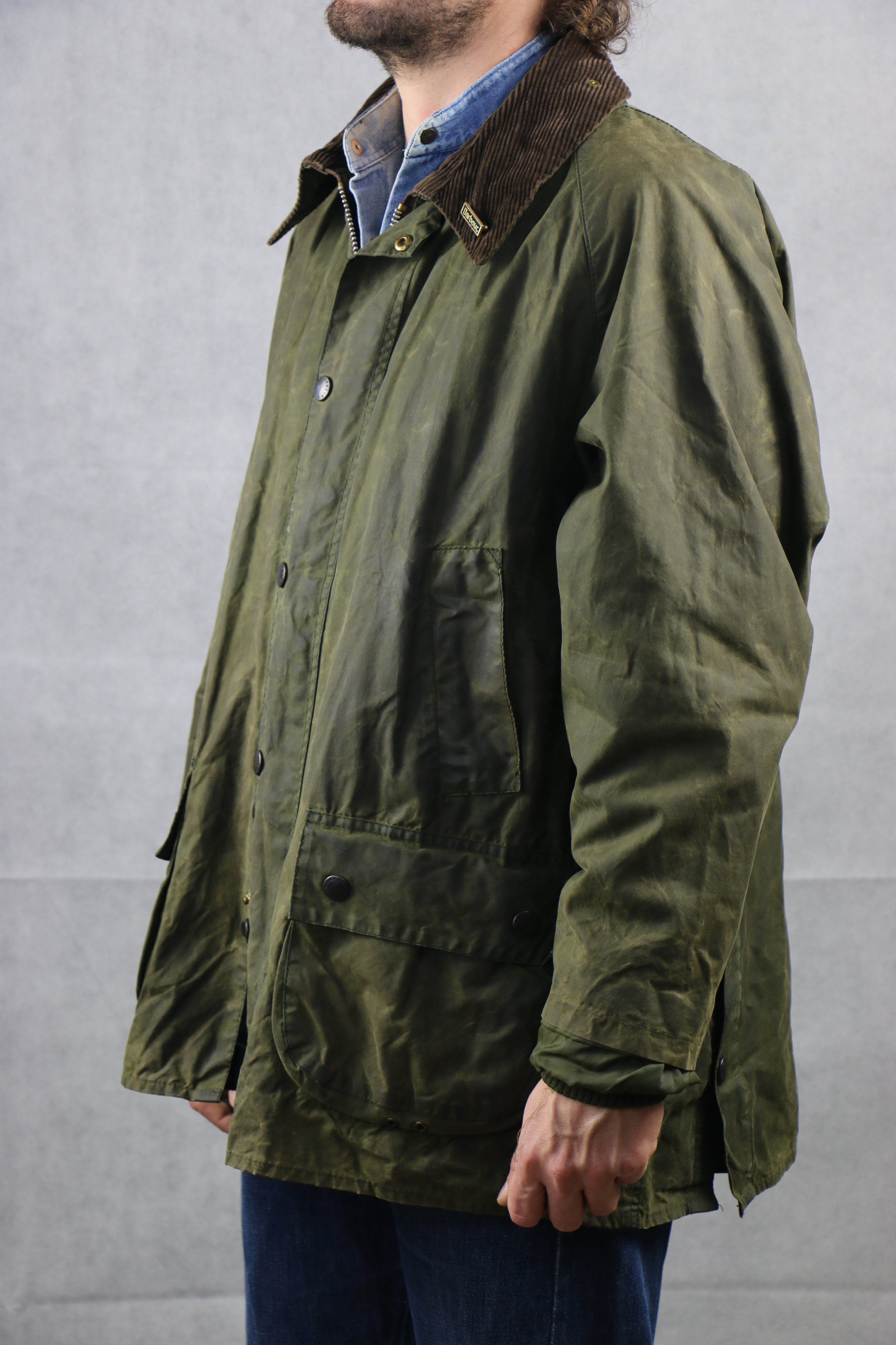 Barbour 'Bedale' C46 Wax Jacket Military Green ~ Vintage Store