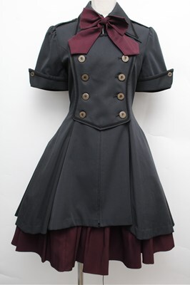 ATELIER BOZ //メイファススカート付ジャケットワンピース 黒×ワイン S