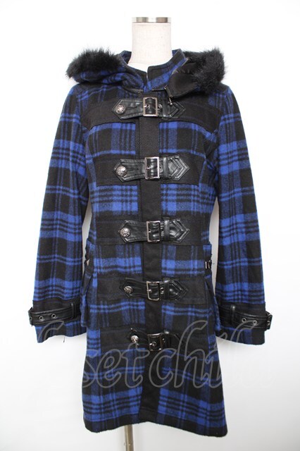 ALGONQUINS / ベルトデザインダッフルコート 1 黒×青 Y-25-12-17-087