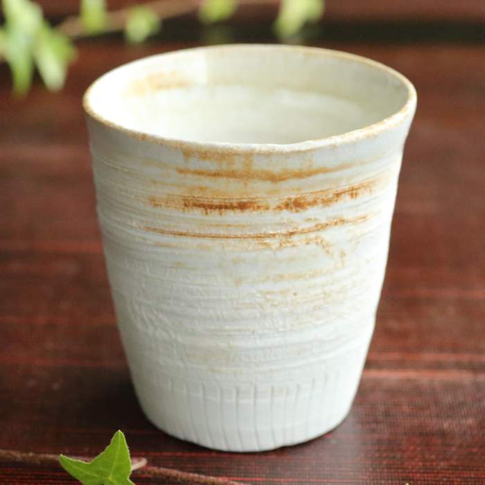 藤ノ木土平 唐津灰被磁湯呑み茶碗 穴窯焼成磁器ゆのみ茶杯 満190ml