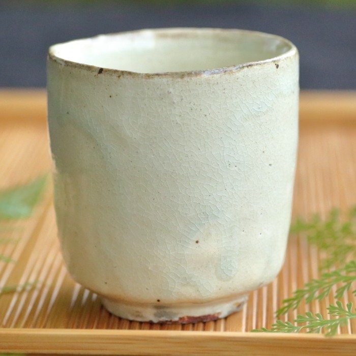 竹花正弘 唐津粉引き湯呑み茶碗 満容量170ml 作家ものフリーカップ