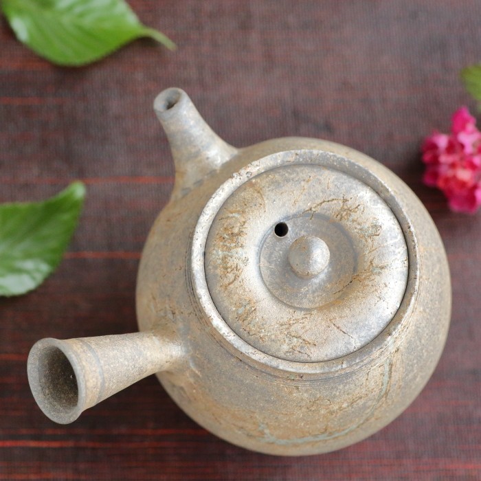 水野陽景 藻掛け急須 満容量270ml 常滑焼煎茶器 共箱