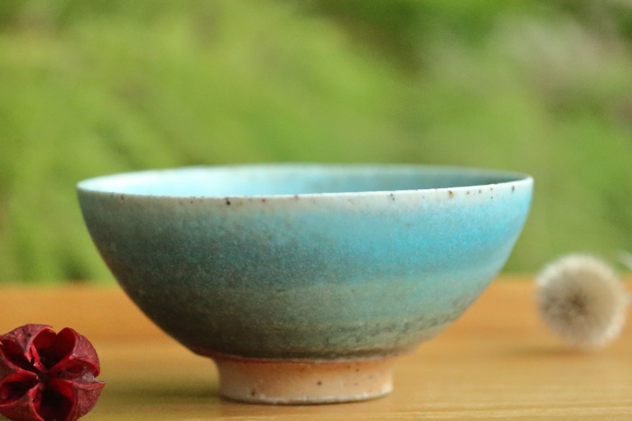 山田想 青ぐい吞み平型 常滑焼酒器 作家もの酒盃 登り窯焼成 桐箱