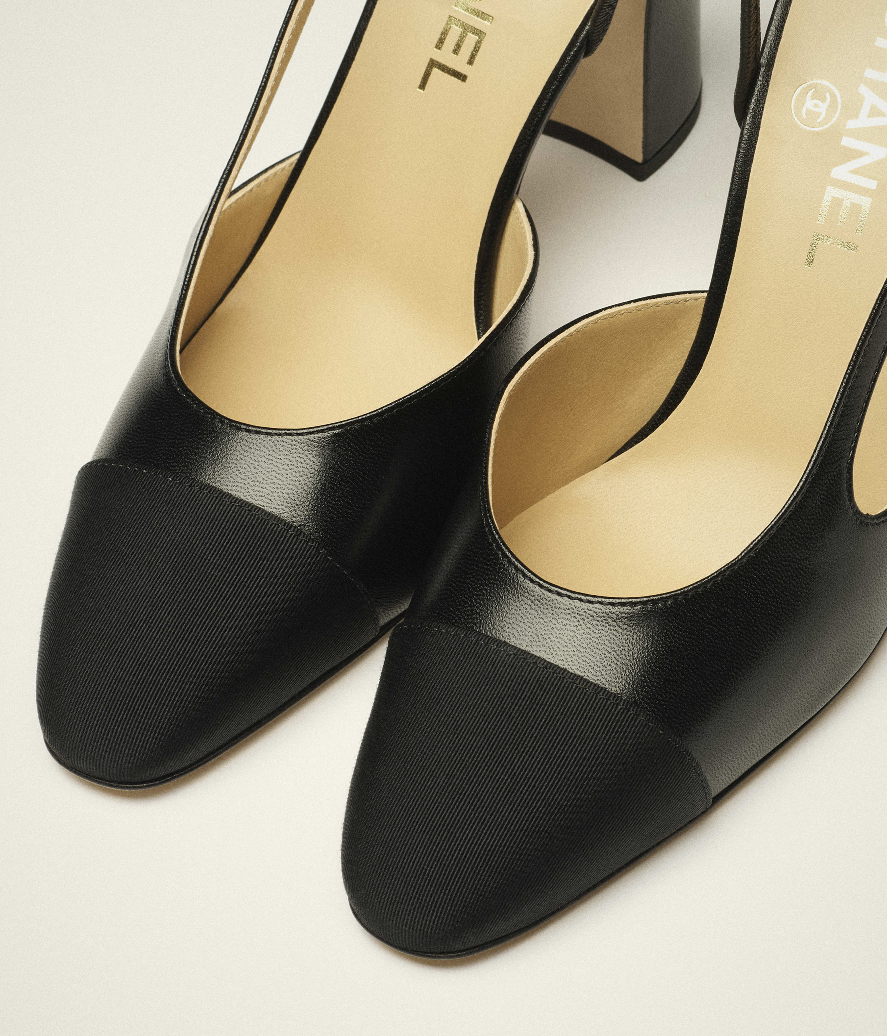 Slingbacks - Goatskin & grosgrain, black — Fashion | CHANEL