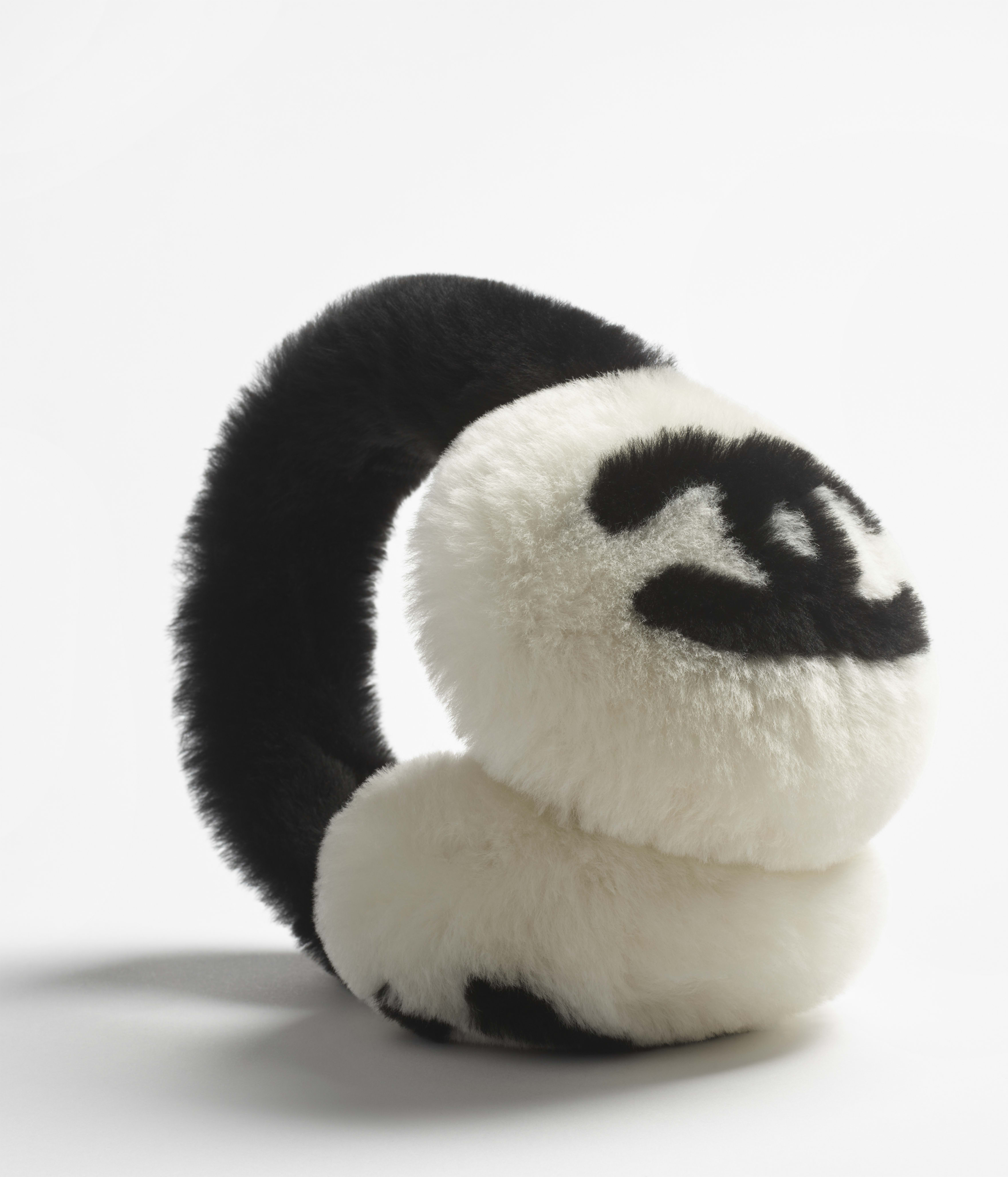 イヤーマフ - シアリング ラムスキン、エクリュ & ブラック