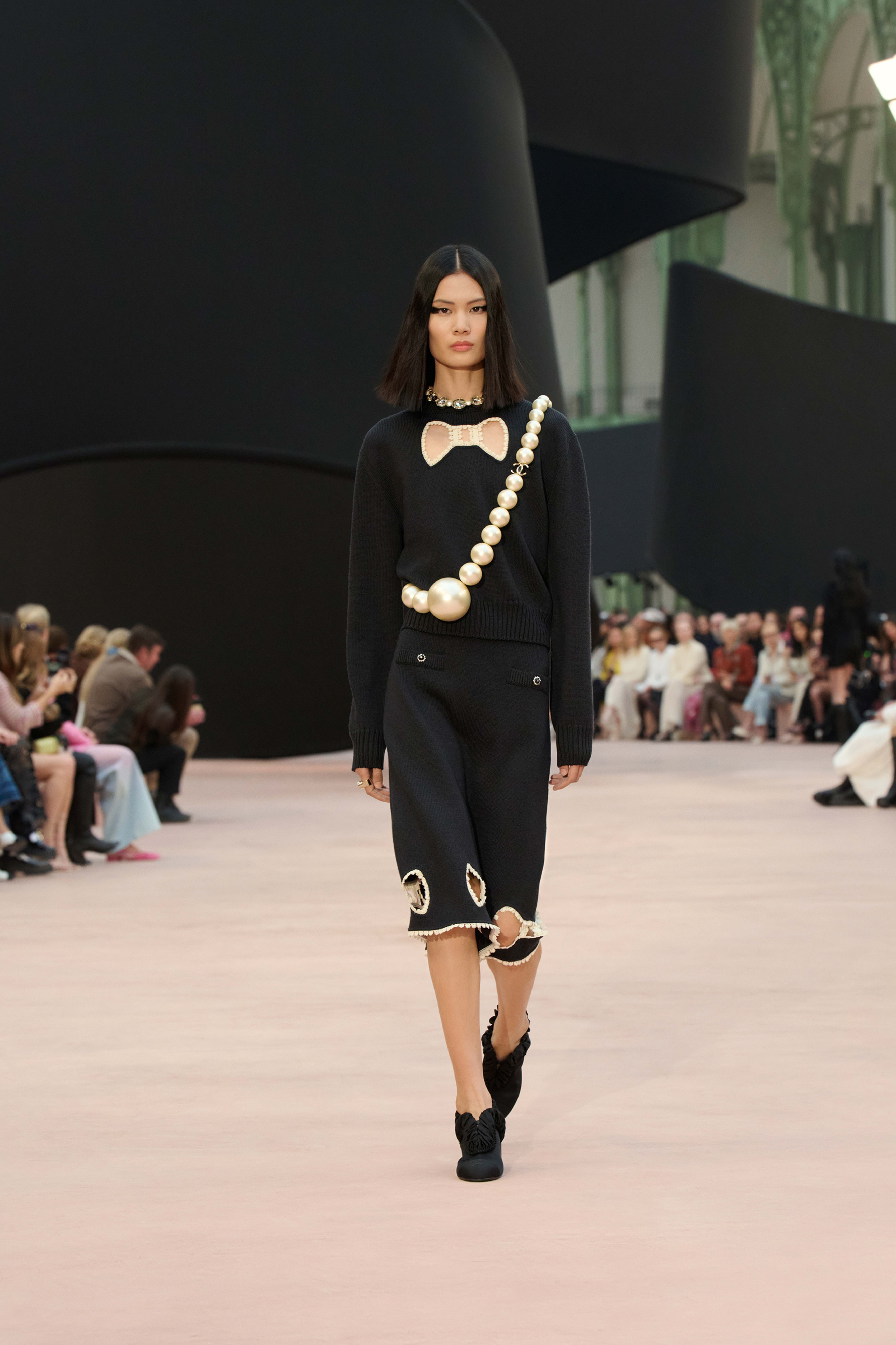 スカート - シルク & ウール、ブラック & エクリュ — ファッション